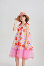 Tropical Bloom Embroidered Mesh Dress