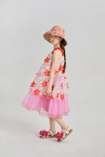 Tropical Bloom Embroidered Mesh Dress