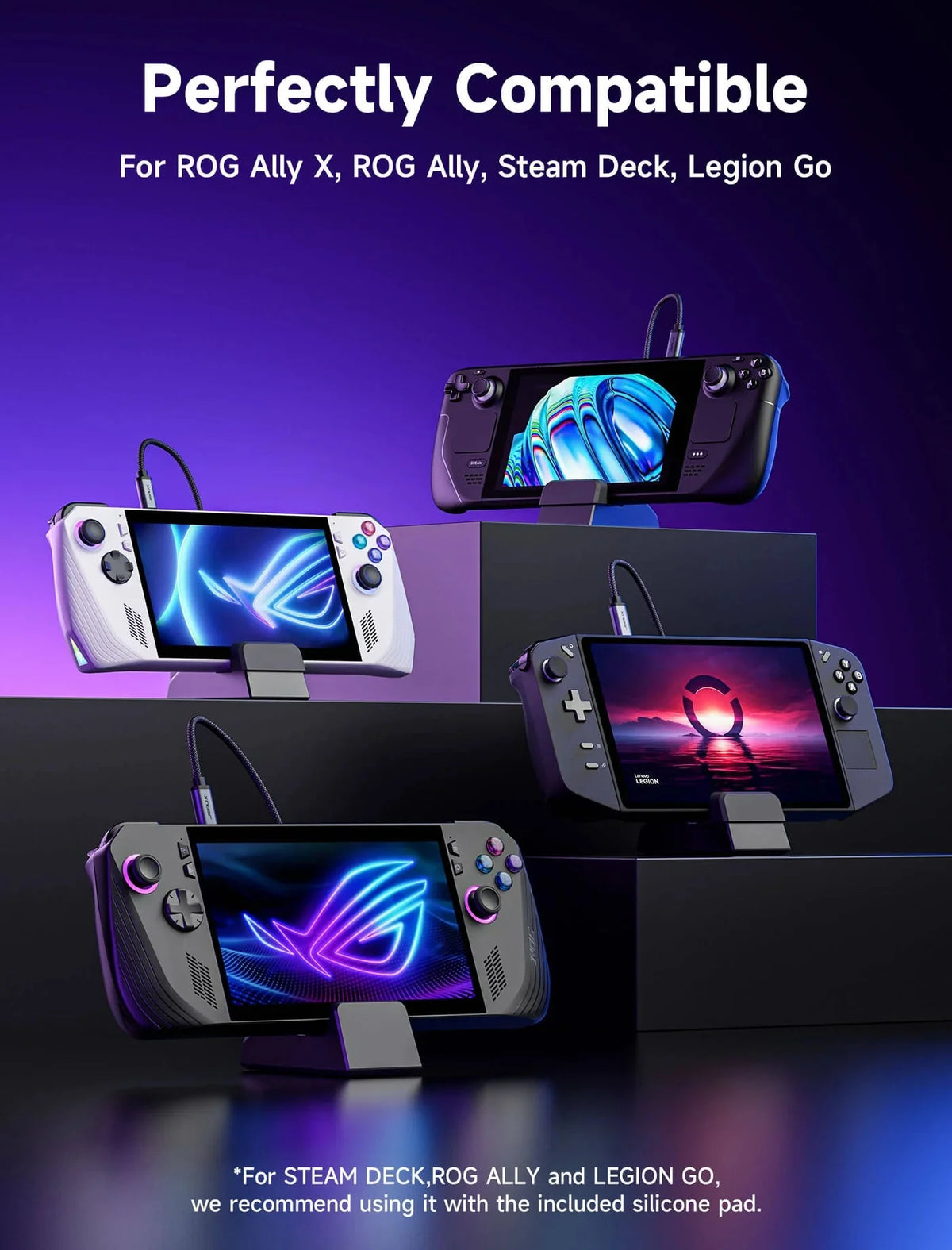6 in 1 Docking Station für Steam Deck, ROG Ally X, Lenovo Legion Go - Schwarz & Weiß