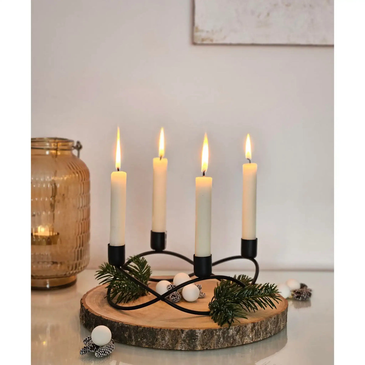 Kerzenständer schwarz Metall Kerzenleuchter Kerzenhalter Adventskranz Ø 21 cm