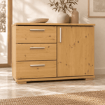 Nobis Kommode Bio Kiefer Massivholz 1-türig mit 3 Schubladen - 57 cm