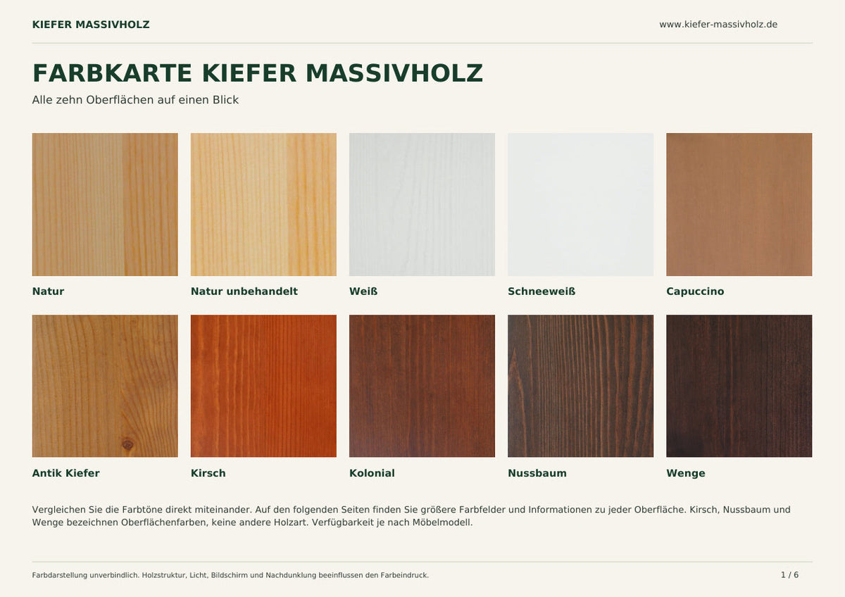 Nobis Kiefer Nachttisch | Massivholz Nachtschrank mit 1 Schublade und 1 Tür | 100% Bio Kiefer