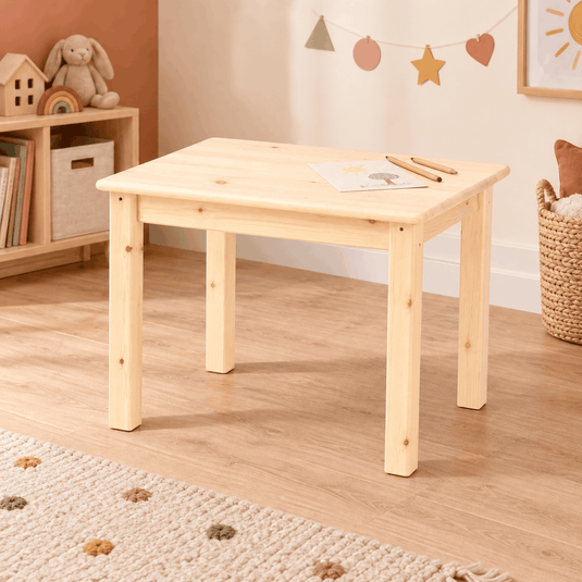 Leo Kinder Tisch aus Kiefer Massivholz | 100% Bio Spieltisch aus Kiefer