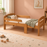 Leo mitwachsendes Babybett aus Massivholz 105-150-190cm | Kiefer | Bio-Bett mit Matratze