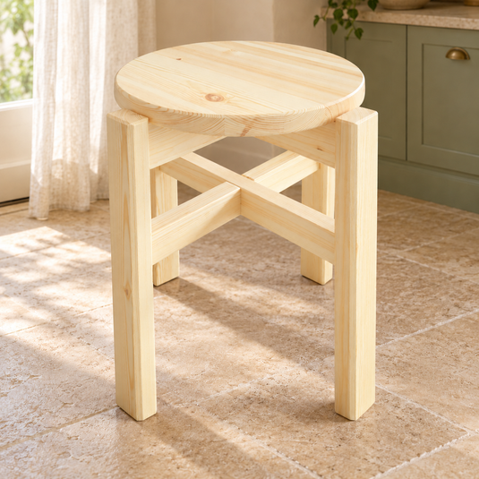 Leo Hocker stapelbar Bio Holz | Schemel aus massivem Kiefernholz | 100% nachhaltig