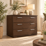 Nobis Kommode Massivholz für Wohnzimmer | Sideboard mit 3 großen Schubladen | 57cm hoch aus 100% Bio Kiefer Massivholz