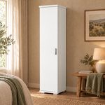 Nobis Kleiderschrank Bio Kiefer | 59 cm Tiefe 1-Türig mit Kleiderstange aus 100% Bio Kiefer Massivholz