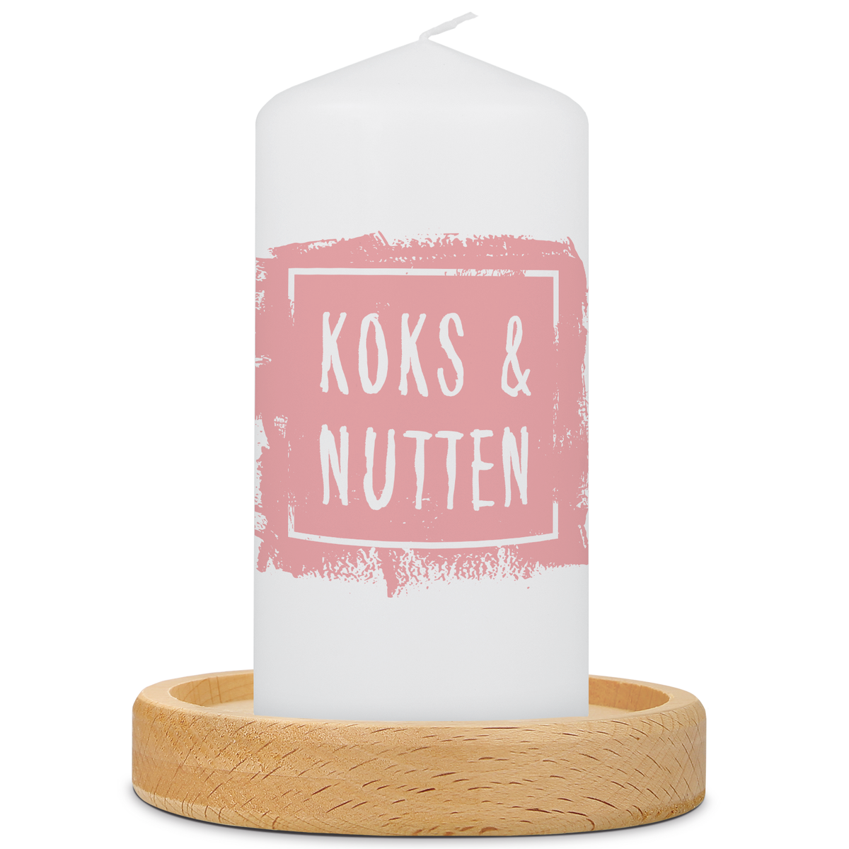 Kleine Kerze mit Spruch "Koks & Nutten"