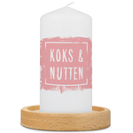 Kleine Kerze mit Spruch "Koks & Nutten"