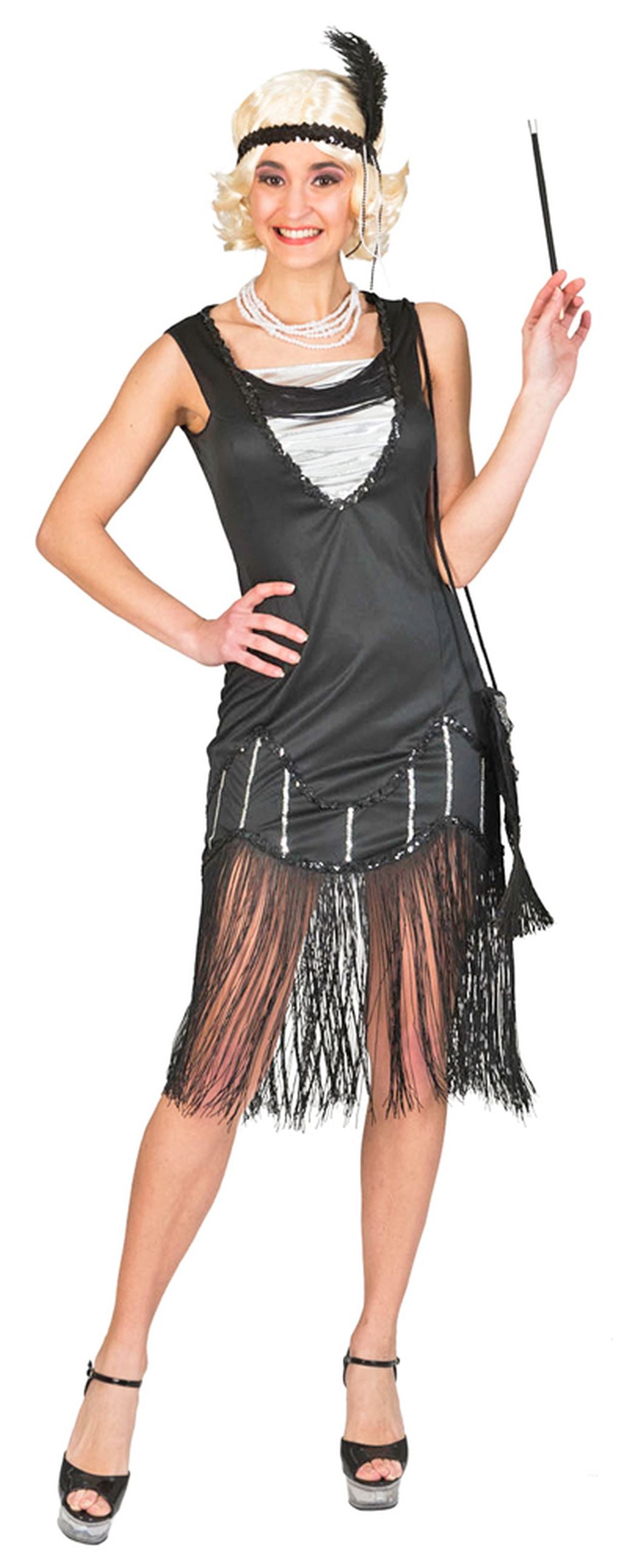 Charleston Kleid Silver Smile - Schwarz/Silber