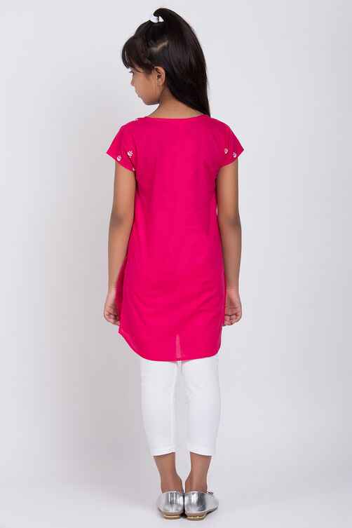 Pink Cotton Solid Kurta Leggings Set in Berlin