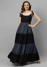 Lace Embellished Rayon Tiered Dress in Munich