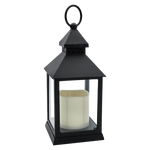 Laterne LED mit Timer batteriebetrieben flackerndes Licht Windlicht schwarz Deko
