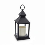 Laterne LED mit Timer batteriebetrieben flackerndes Licht Windlicht schwarz Deko
