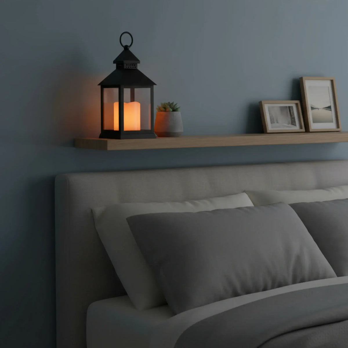 Laterne LED mit Timer batteriebetrieben flackerndes Licht Windlicht schwarz Deko