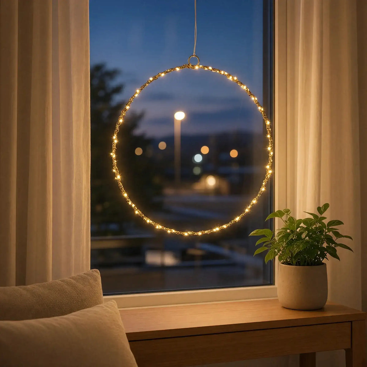LED Lichterkranz 30 cm – 120 LEDs warmweiß mit Timer