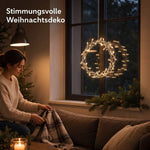 LED Weihnachtskranz 30 cm mit 40 LEDs & Timer – warmweiß, batteriebetrieben