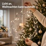 LED Weihnachtskranz 30 cm mit 40 LEDs & Timer – warmweiß, batteriebetrieben