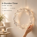 LED Weihnachtskranz 30 cm mit 40 LEDs & Timer – warmweiß, batteriebetrieben