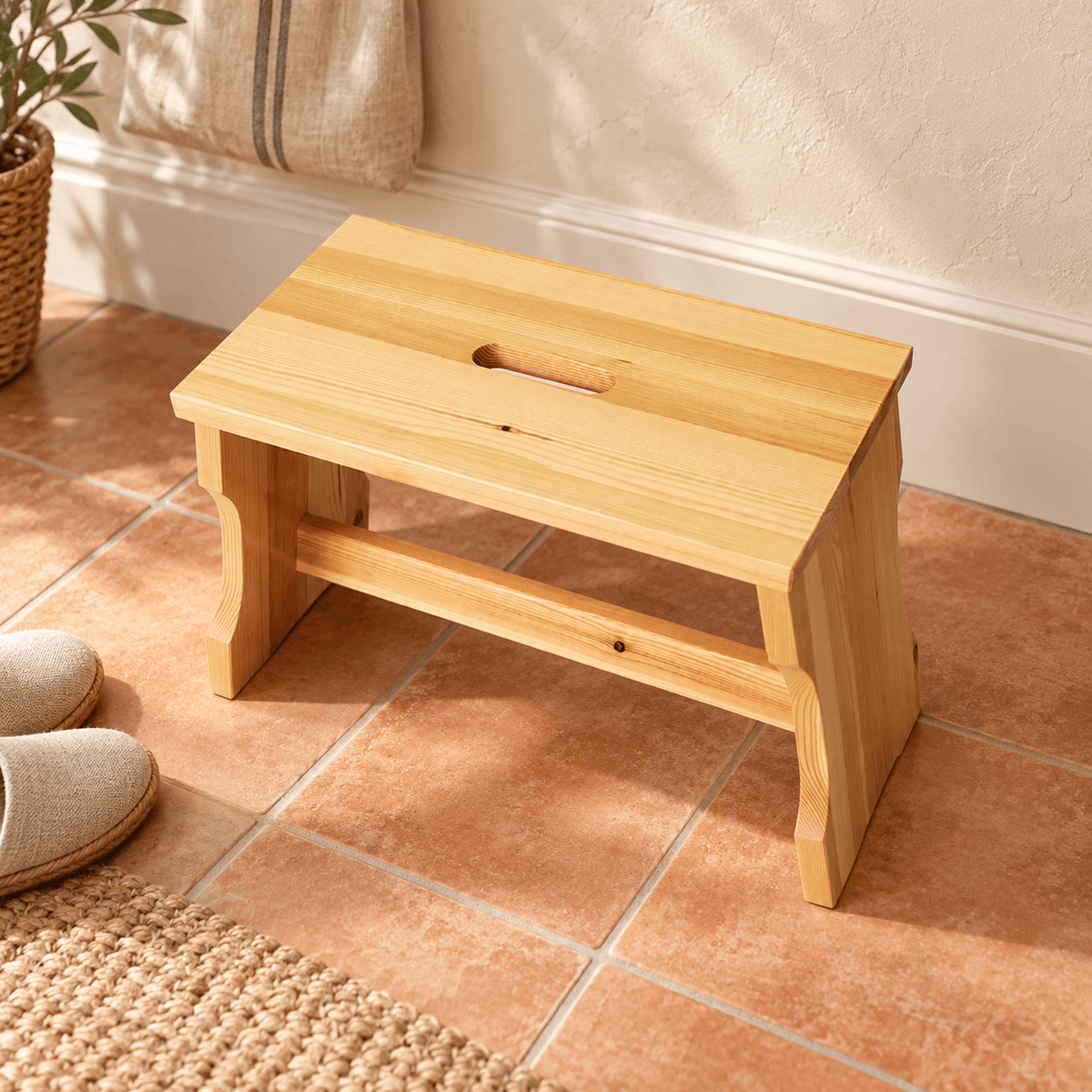 Leo Hocker Kiefer Massivholz | Klassischer Hocker Schemel aus 100% Bio Holz Namma Markt
