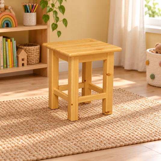 Leo Hocker aus 100% Bio-Kiefer Massivholz | Kinder Hocker Bio Kiefer Massivholz Namma Markt