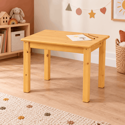 Leo Kinder Tisch aus Kiefer Massivholz | 100% Bio Spieltisch aus Kiefer