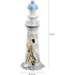 Leuchtturm Holz blau weiß Deko m. Muscheln & Netz Dekoration Strand Meer Maritim Namma Markt