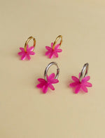 Lila Margarite Edelstahl Hoops