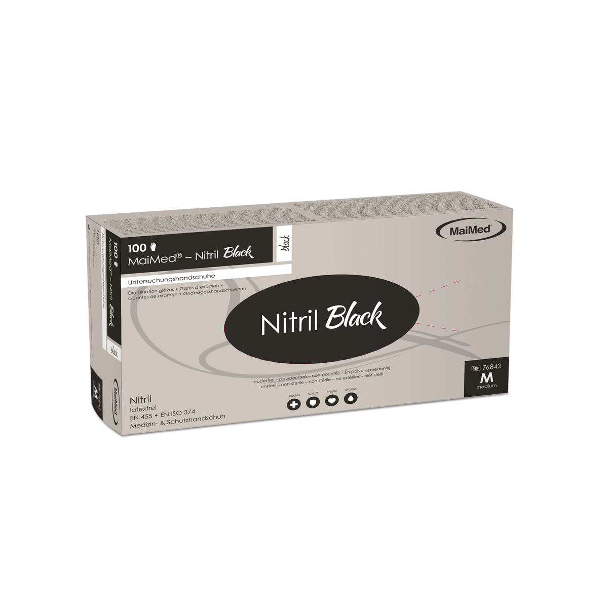 MaiMed nitril black Einmalhandschuhe – Schwarze Nitrilhandschuhe, latexfrei besonders griffsicher