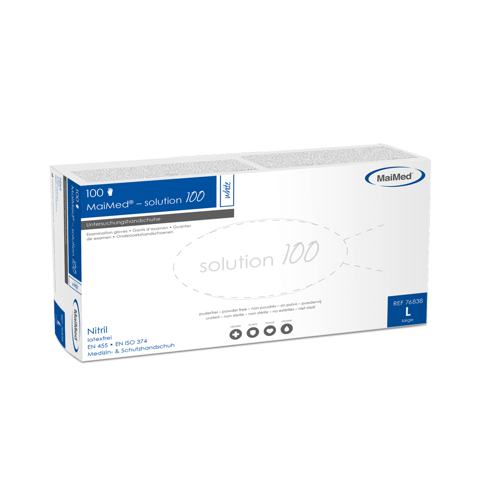 MaiMed solution 100 weiß Nitril Einmalhandschuhe puderfrei