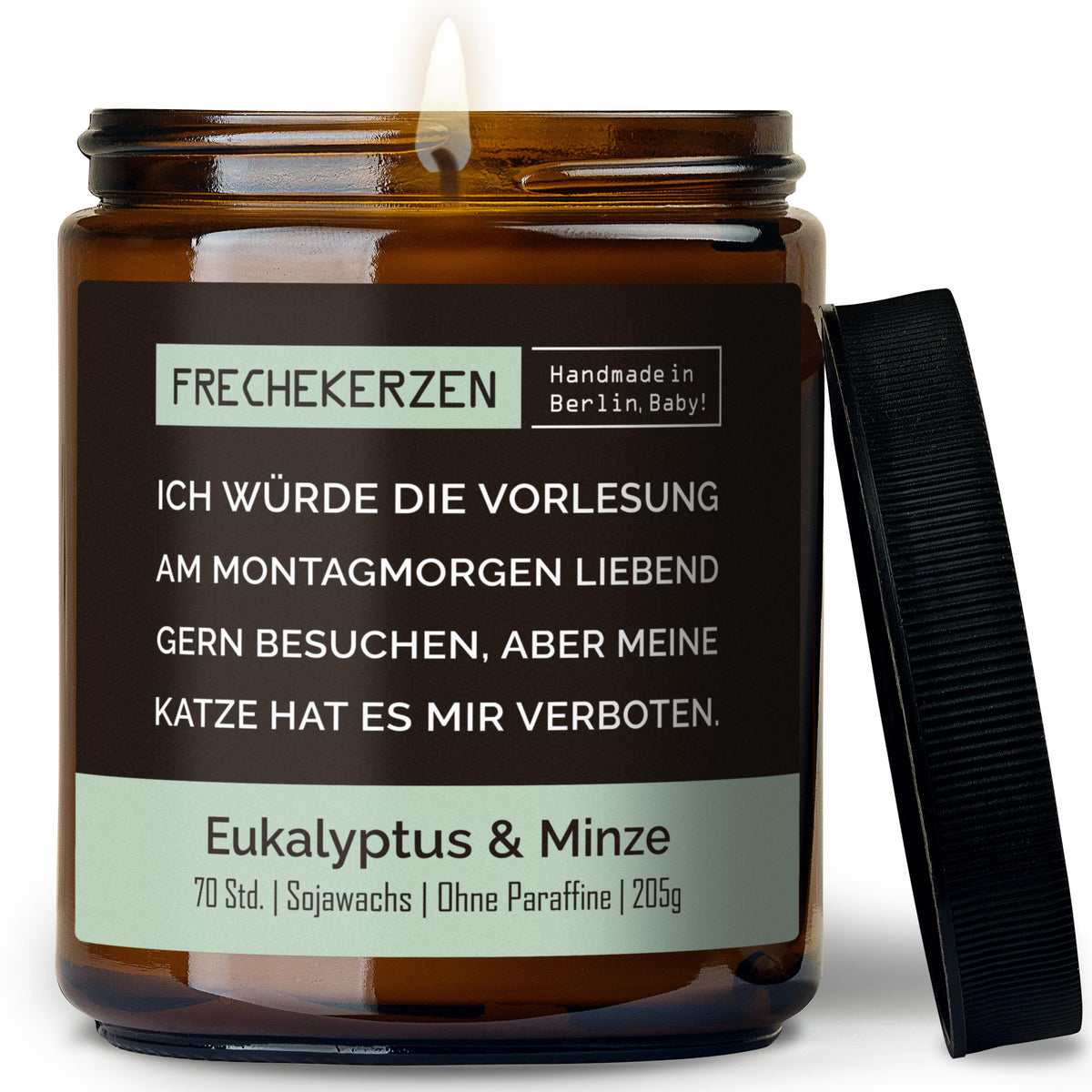 Geschenkkerze | ich würde die vorlesung am montagmorgen liebend gern besuchen, aber meine katze hat es mir verboten.