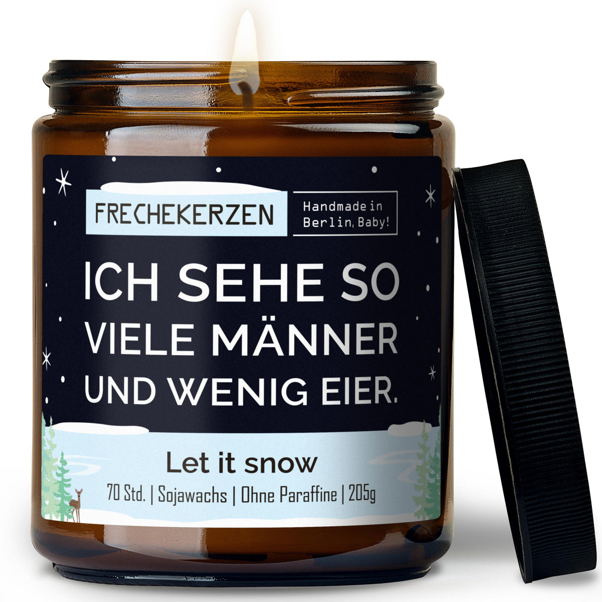 Kerze mit Deckel | ich sehe so viele männer und wenig eier.