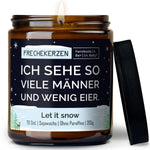Kerze mit Deckel | ich sehe so viele männer und wenig eier.