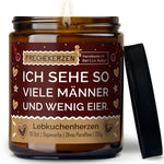 Kerze mit Deckel | ich sehe so viele männer und wenig eier.