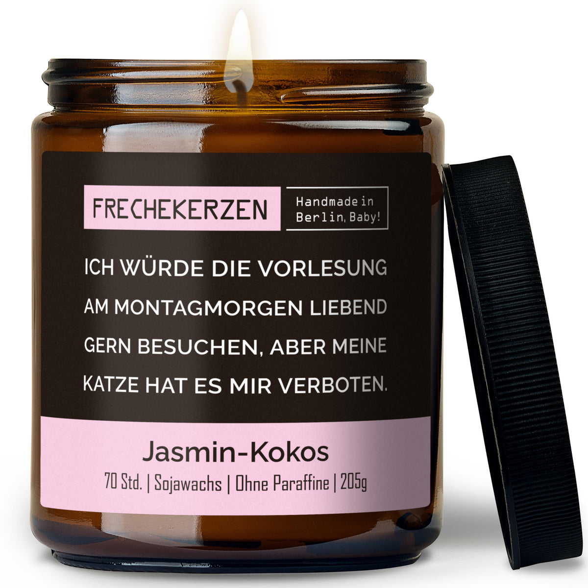 Geschenkkerze | ich würde die vorlesung am montagmorgen liebend gern besuchen, aber meine katze hat es mir verboten.
