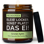 Kerze mit Spruch | bleib’ locker, sonst platzt das ei!