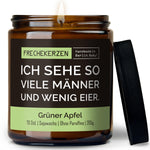 Kerze mit Deckel | ich sehe so viele männer und wenig eier.
