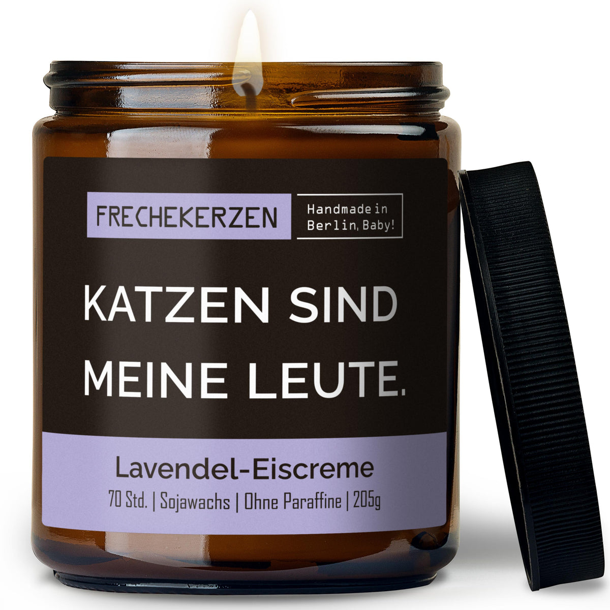 Kerze mit Spruch | katzen sind meine leute.