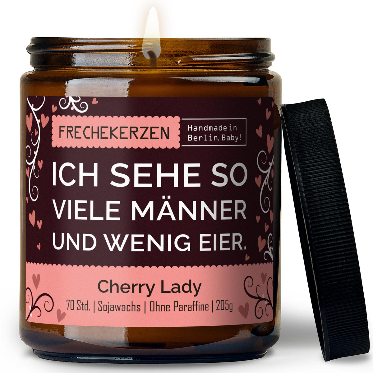 Kerze mit Deckel | ich sehe so viele männer und wenig eier.