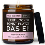 Kerze mit Spruch | bleib’ locker, sonst platzt das ei!