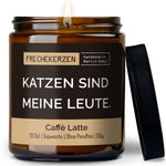 Kerze mit Spruch | katzen sind meine leute.