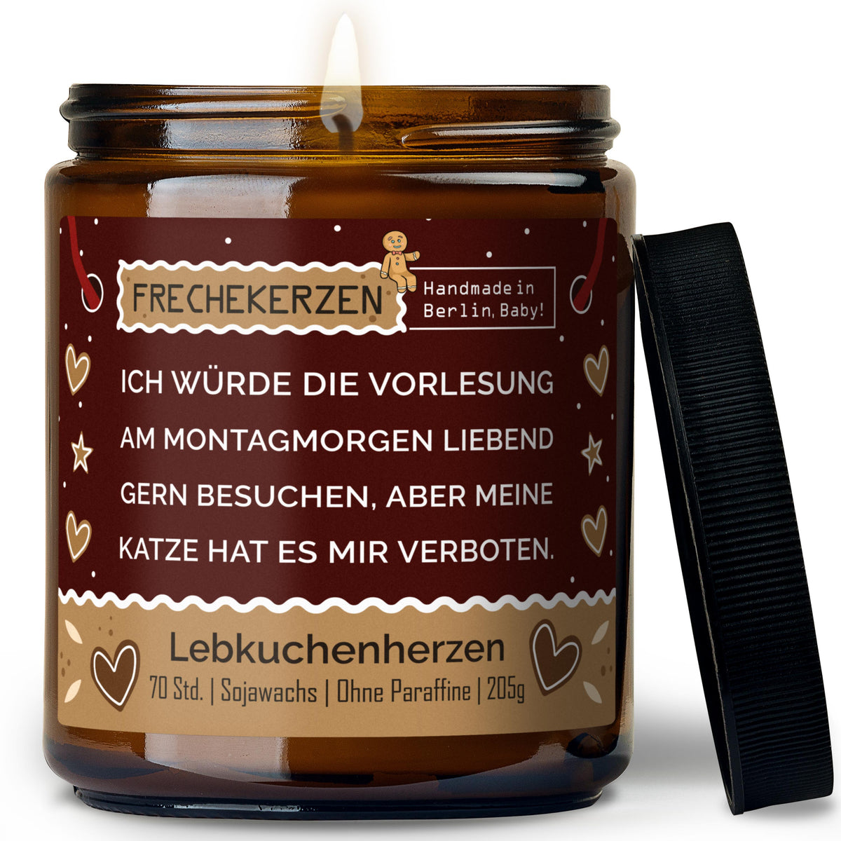 Geschenkkerze | ich würde die vorlesung am montagmorgen liebend gern besuchen, aber meine katze hat es mir verboten.