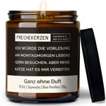 Geschenkkerze | ich würde die vorlesung am montagmorgen liebend gern besuchen, aber meine katze hat es mir verboten.