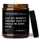 Lustige Duftkerze | alle elf minuten verliebt sich ein single in seine katze.