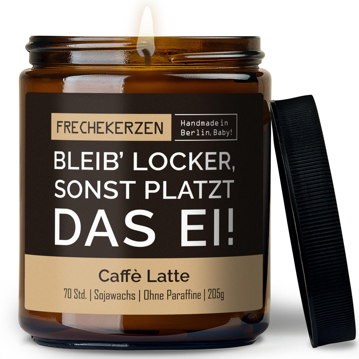 Kerze mit Spruch | bleib’ locker, sonst platzt das ei!