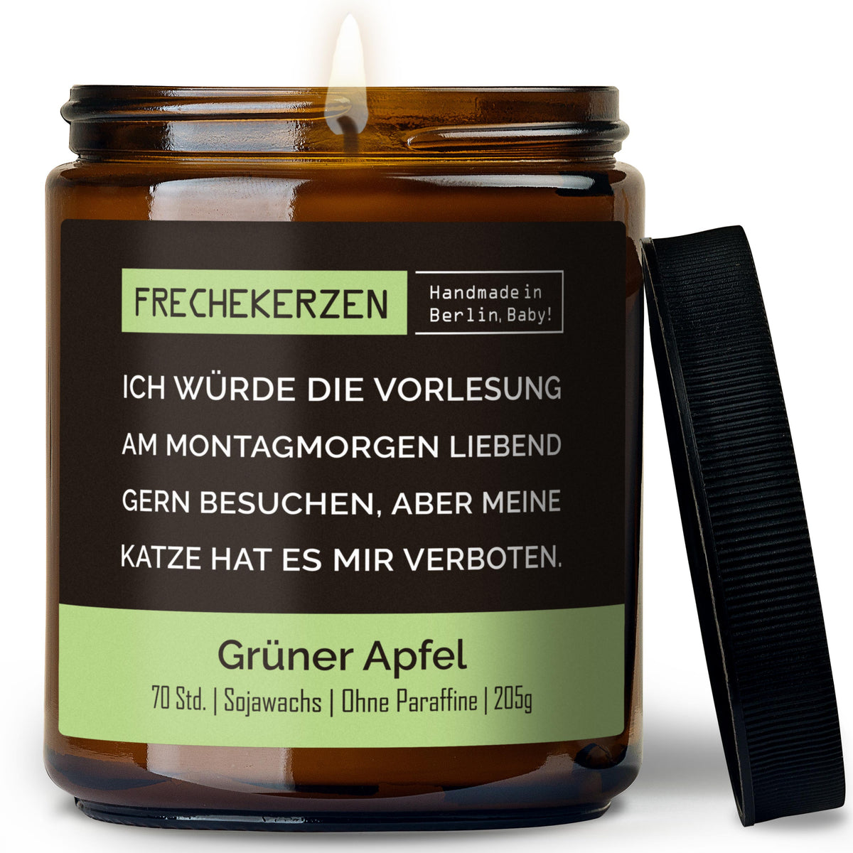 Geschenkkerze | ich würde die vorlesung am montagmorgen liebend gern besuchen, aber meine katze hat es mir verboten.