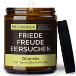 Duftkerze mit Spruch | friede freude eiersuchen