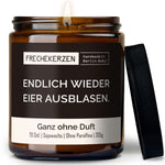 Duftkerze mit Spruch | endlich wieder eier ausblasen.