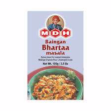 Box of MDH Bhaingan Bharta masala with a colorful label