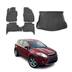 Fußmatten & Kofferraumwanne Set für Ford Kuga I 2008-2012 Gummi TPE Schwarz 5x